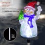 Alpine Corporation 34"H Outdoor Solar Snowman Fiber Optic Lawn Stakes with LED Lights (Set of 2)