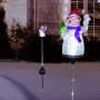 Alpine Corporation 34"H Outdoor Solar Snowman Fiber Optic Lawn Stakes with LED Lights (Set of 2)
