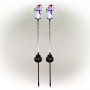 Alpine Corporation 34"H Outdoor Solar Snowman Fiber Optic Lawn Stakes with LED Lights (Set of 2)