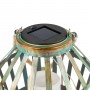 ALPINE CORPORATION 10" TALL OUTDOOR RUSTIC SOLAR POWERED METAL LANTERN WITH FLICKERING LED LIGHTS, GRAY