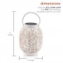 ALPINE CORPORATION 8"H OUTDOOR SOLAR-POWERED HOLLOW METAL LANTERN WITH ROTATING MULTICOLOR LED LIGHTS, ANTIQUE WHITE 