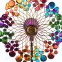 Alpine Corporation 60"H Outdoor Solar Ecliptic Metal Wind Spinner Lawn Stake with Color-Changing LED Light