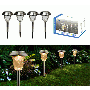 ALPINE CORPORATION 17" TALL OUTDOOR SOLAR POWERED PATHWAY LED LIGHT STAKES, SILVER (SET OF 4)