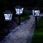 Alpine Corporation Solar-Powered Nature Inspired Pathway Lights, 3-Piece