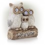 16" Solar Owl Family Welcome Statue