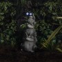 23" Solar Stacked Frogs Garden Statue with LED Lights
