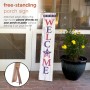 Alpine Corporation 48"H Indoor/Outdoor Wooden American Porch "Welcome" Sign, Red/White/Blue
