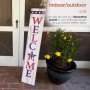 Alpine Corporation 48"H Indoor/Outdoor Wooden American Porch "Welcome" Sign, Red/White/Blue