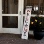 Alpine Corporation 48"H Indoor/Outdoor Wooden American Porch "Welcome" Sign, Red/White/Blue