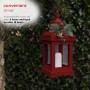 RED CHRISTMAS LANTERN WITH WARM WHITE LED CANDLE 