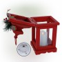 RED CHRISTMAS LANTERN WITH WARM WHITE LED CANDLE 