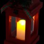RED CHRISTMAS LANTERN WITH WARM WHITE LED CANDLE 
