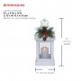 Alpine Corporation Metal and Glass Lantern with Warm LED Light Faux Candle, White