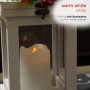 Alpine Corporation Metal and Glass Lantern with Warm LED Light Faux Candle, White