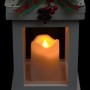Alpine Corporation Metal and Glass Lantern with Warm LED Light Faux Candle, White
