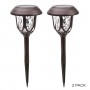 lpine Corporation 17" Tall Super Bright High Lumen Outdoor Solar Powered Pathway Light Stakes, Bronze (Set of 2)