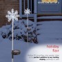 Alpine Corporation 33"H Outdoor Solar 3D Snowflake Garden Lawn Stakes with LED Lights (Set of 2)