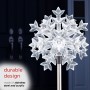 Alpine Corporation 33"H Outdoor Solar 3D Snowflake Garden Lawn Stakes with LED Lights (Set of 2)