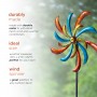 64" Colorful Curved Blade Dual Wind Spinner Garden Stake