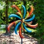 64" Colorful Curved Blade Dual Wind Spinner Garden Stake