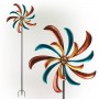 64" Colorful Curved Blade Dual Wind Spinner Garden Stake