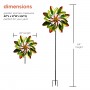 65" RADIANT GREEN/ORANGE DUAL FLORAL WIND SPINNER GARDEN STAKE