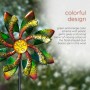 65" Radiant Green/Orange Dual Floral Wind Spinner Garden Stake