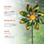 65" RADIANT GREEN/ORANGE DUAL FLORAL WIND SPINNER GARDEN STAKE