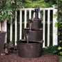 40" THREE TIER PUMP & BARRELS FOUNTAIN - BROWN 