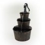 40" THREE TIER PUMP & BARRELS FOUNTAIN - BROWN 