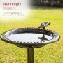 Alpine Corporation 27" Tall Outdoor Antique Style Bronze Birdbath Bowl with Bird Figurine