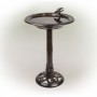 Alpine Corporation 27" Tall Outdoor Antique Style Bronze Birdbath Bowl with Bird Figurine