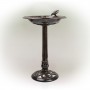 Alpine Corporation 27" Tall Outdoor Antique Style Bronze Birdbath Bowl with Bird Figurine