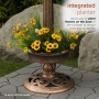 Solar Birdbath with Planter and LED Light