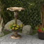 Solar Birdbath with Planter and LED Light