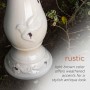 24" Tall Light Brown Antique Ceramic Birdbath