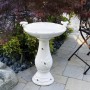 24" Tall Light Brown Antique Ceramic Birdbath