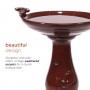 24" Tall Red Antique Ceramic Birdbath