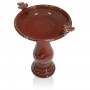 24" Tall Red Antique Ceramic Birdbath