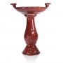 24" Tall Red Antique Ceramic Birdbath