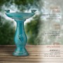 Antique Light Turquoise Ceramic Birdbath 