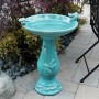 Antique Light Turquoise Ceramic Birdbath 