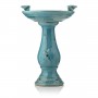 Antique Light Turquoise Ceramic Birdbath 