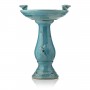 Antique Light Turquoise Ceramic Birdbath 