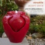 CHERRY RED VASE FOUNTAIN WITH LED LIGHTS 