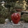 CHERRY RED VASE FOUNTAIN WITH LED LIGHTS 