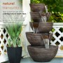 34" 5-TIER MODERN BOWL FOUNTAIN WITH 24 WHITE LED LIGHTS
