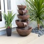 34" 5-TIER MODERN BOWL FOUNTAIN WITH 24 WHITE LED LIGHTS