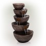 34" 5-TIER MODERN BOWL FOUNTAIN WITH 24 WHITE LED LIGHTS
