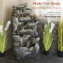 50" ROUGH 8-TIER ROCKY WATERFALL FOUNTAIN WITH 27 LED LIGHTS